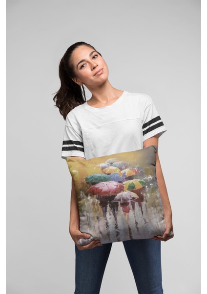 Premium Nazar Boncuklu Tay Tüyü Çift Taraflı Kırlent Yastık Kılıfı Dokuma Kumaş 43X43 Cm KRL161 fırsatları