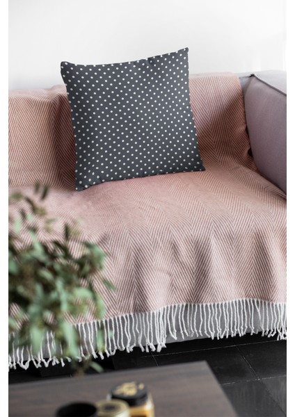 Premium Puanlı Tay Tüyü Çift Taraflı Kırlent Yastık Kılıfı Dokuma Kumaş 43X43 Cm KRL301