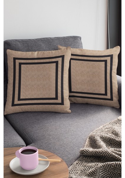 Dokuma Kumaş Premium Tay Tüyü Çift Taraflı Kırlent Yastık Kılıfı Hasır Görünümlü 43X43 Cm KRL187