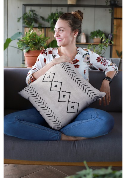 Premium Tay Tüyü Leke Tutmaz Kumaş Moroccan Çift Taraflı Kırlent Yastık Kılıfı 43X43 Cm KRL192 fırsatları