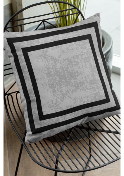 Modern Çerçeveli Kırlent Yastık Kılıfı Premium Tay Tüyü Dokuma Kumaş Çift Taraflı 43X43 Cm KRL214 fiyatları