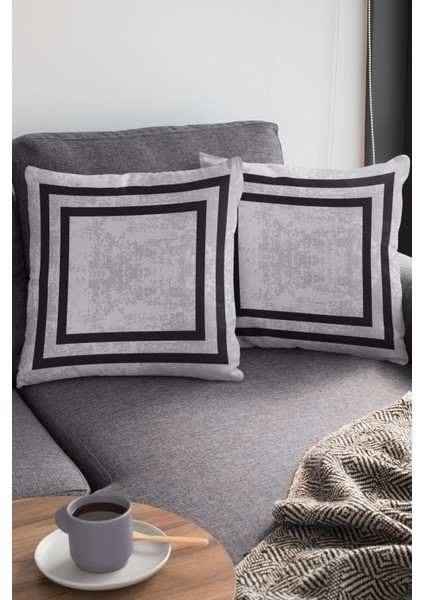 Modern Çerçeveli Kırlent Yastık Kılıfı Premium Tay Tüyü Dokuma Kumaş Çift Taraflı 43X43 Cm KRL214 modelleri