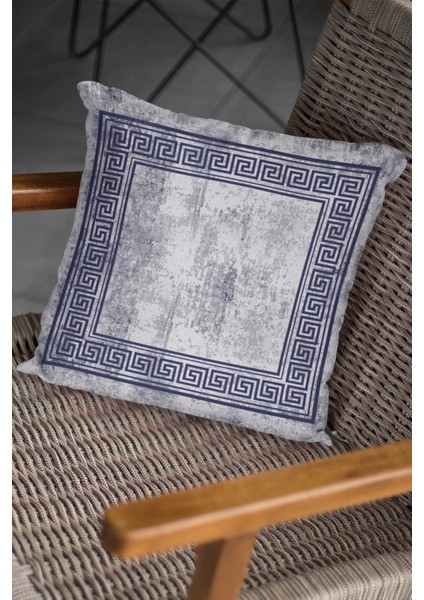 Çift Taraflı Kırlent Yastık Kılıfı Eskitme Çerçeveli Dokuma Premium Tay Tüyü Kumaş 43X43 Cm KRL326 fiyatları