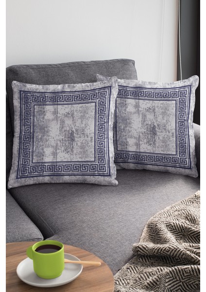 Çift Taraflı Kırlent Yastık Kılıfı Eskitme Çerçeveli Dokuma Premium Tay Tüyü Kumaş 43X43 Cm KRL326 modelleri