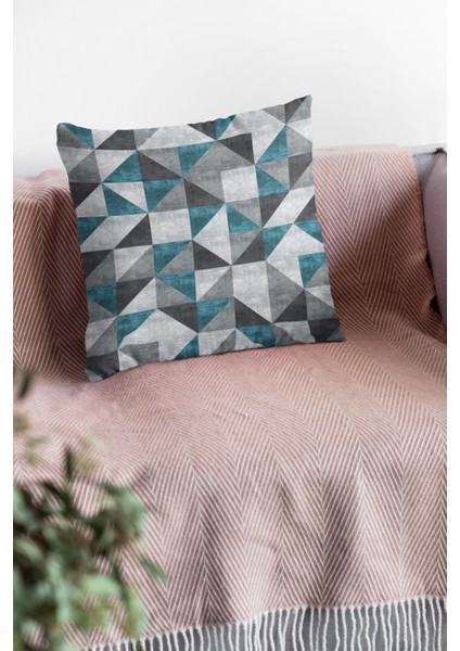 Premium Tay Tüyü Dokuma Kumaş Çift Taraflı Kırlent Yastık Kılıfı Geometrik 43X43 Cm KRL378