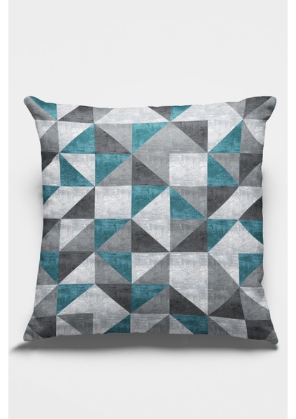 Premium Tay Tüyü Dokuma Kumaş Çift Taraflı Kırlent Yastık Kılıfı Geometrik 43X43 Cm KRL378