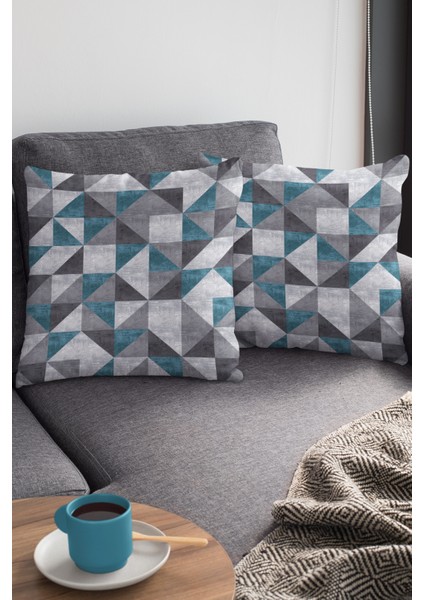 Premium Tay Tüyü Dokuma Kumaş Çift Taraflı Kırlent Yastık Kılıfı Geometrik 43X43 Cm KRL378
