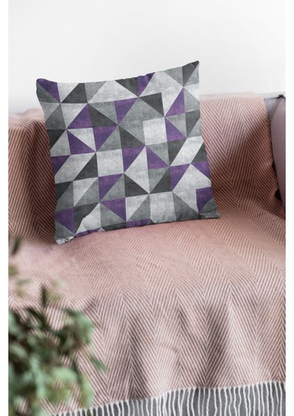 Premium Tay Tüyü Dokuma Kumaş Geometrik Çift Taraflı Kırlent Yastık Kılıfı 43X43 Cm KRL381