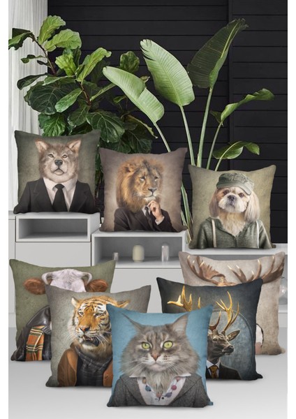 Premium Tay Tüyü Dokuma Kumaş Çift Taraflı Kıyafetli Inek Kırlent Kılıfı 43X43 Cm KRL952 fırsatları