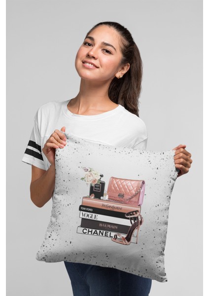 Modern Premium Tay Tüyü Dokuma Kumaş Çift Taraflı Moda Kırlent Yastık Kılıfı 43X43 Cm KRL882