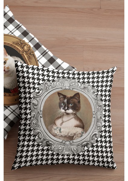 Kıyafetli Hayvanlar Kedi Premium Tay Tüyü Dokuma Kumaş Çift Taraflı Kırlent Kılıfı 43X43 Cm KRL925 fiyatları