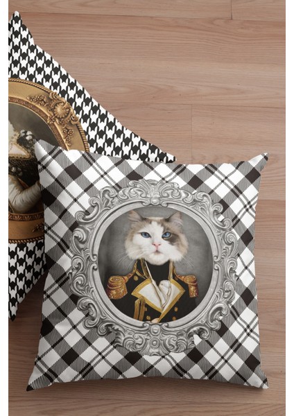 Premium Tay Tüyü Çift Taraflı Kırlent Kıyafetli Hayvanlar Kedi Kılıfı Dokuma Kumaş 43X43 Cm KRL929 fiyatları