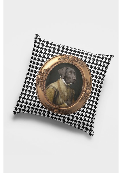 Çift Taraflı Kırlent Kılıfı Premium Tay Tüyü Dokuma Kumaş Kıyafetli Hayvanlar Köpek 43X43 Cm KRL938