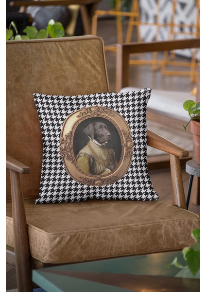 Çift Taraflı Kırlent Kılıfı Premium Tay Tüyü Dokuma Kumaş Kıyafetli Hayvanlar Köpek 43X43 Cm KRL938 fiyatları