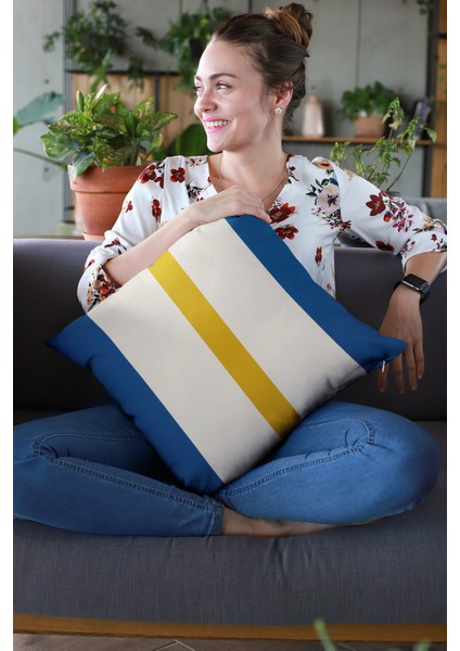 Premium Tay Tüyü Dokuma Kumaş Çift Taraflı Sade Çizgili Kırlent Yastık Kılıfı 43X43 Cm KRL971 fiyatları