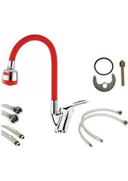 Hareketli Borulu 2 Fonksiyonlu Mutfak Eviye Musluğu Çeşmesi Bataryası Yağmurlama Özellikli