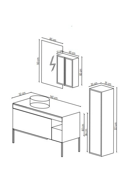 Carbon Banyo Dolabı Seti