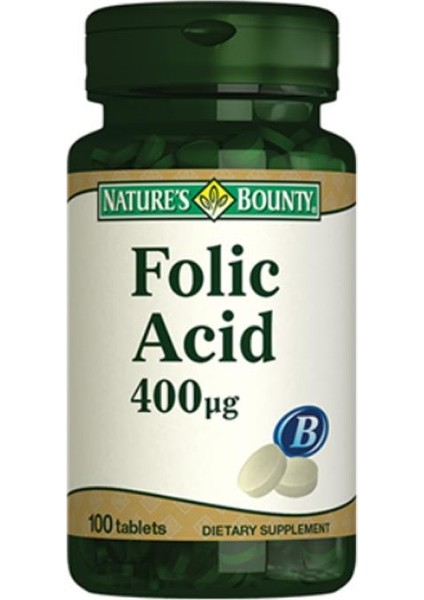 Natures Bounty Folic Asid 400 Mcg Takviye Edici Gıda 100 Tablet