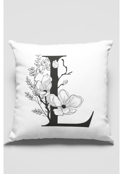 43X43 Cm Tay Tüyü Döşemelik Premium Kumaş Dekoratif Çift Taraflı L Harfli Yastık Kılıfı KRL513
