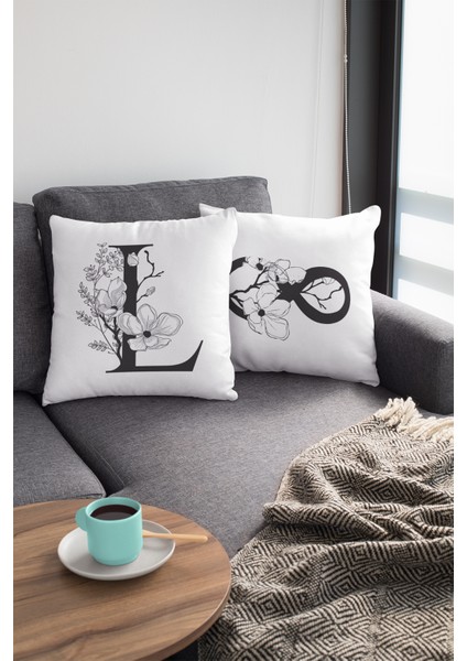 43X43 Cm Tay Tüyü Döşemelik Premium Kumaş Dekoratif Çift Taraflı L Harfli Yastık Kılıfı KRL513 modelleri