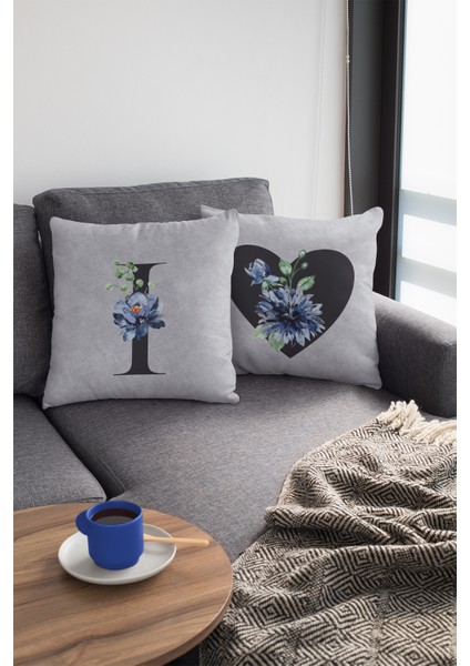 43X43 Cm Gri I Harfli Kırlent Kılıfı Tay Tüyü Döşemelik Premium Kumaş Dekoratif Çift Taraflı KRL571 fiyatları