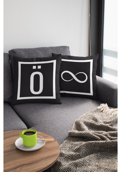 43X43 Cm Siyah Döşemelik Tay Tüyü Premium Kumaş Dekoratif Çift Taraflı Ö Harfli Kırlent Kılıfı KRL610 fırsatları