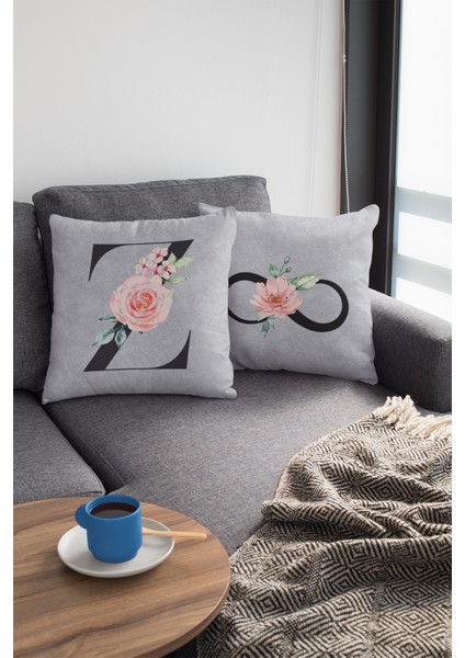 43X43 Cm Gri Tay Tüyü Döşemelik Premium Kumaş Dekoratif Çift Taraflı Z Harfli Yastık Kılıfı KRL589 fiyatları