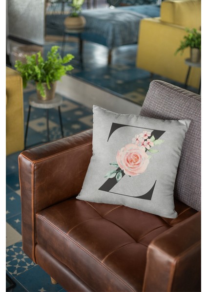 43X43 Cm Gri Tay Tüyü Döşemelik Premium Kumaş Dekoratif Çift Taraflı Z Harfli Yastık Kılıfı KRL589 modelleri