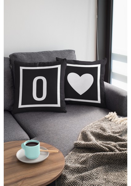 43X43 Cm Siyah Dekoratif Çift Taraflı Tay Tüyü Döşemelik Premium Kumaş O Harfli Yastık Kılıfı KRL609 fırsatları