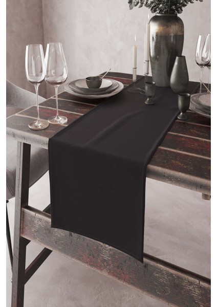 Füme Tek Renk Sade Ranır Masa Örtüsü Premimum Dokuma Kumaş Düz 40X140 Cm RNR001
