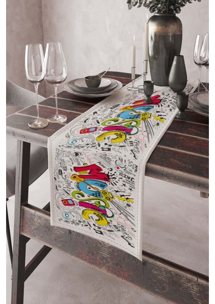 Elit Leke Tutmaz Tay Tüyü Dokuma Kumaş Masa Örtüsü Ranır 40X140 Cm RNR030