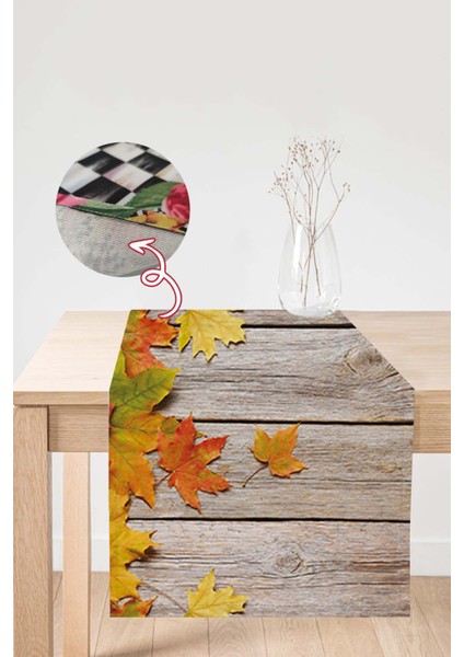 Tay Tüyü Elit Dokuma Leke Tutmaz Kumaş Masa Örtüsü Ranır 3D Çınar 40X140 Cm RNR080