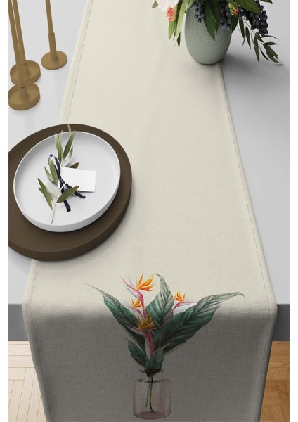 Tay Tüyü Elit Dokuma Leke Tutmaz Kumaş Masa Örtüsü Runner 40X140 Cm RNR107
