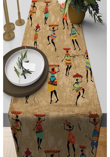 Tay Tüyü Masa Örtüsü Runner Elit Dokuma Leke Tutmaz Kumaş 40X140 Cm RNR106