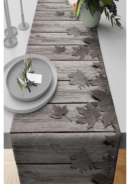 Tay Tüyü Elit Dokuma Leke Tutmaz Kumaş Masa Örtüsü Runner 3D Çınar 40X140 Cm RNR140