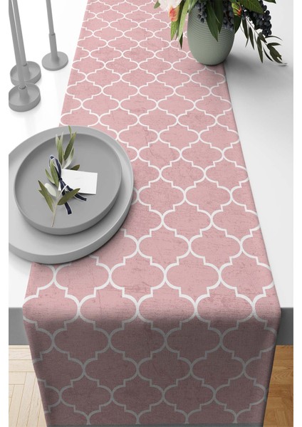 Elit Tay Tüyü Dokuma Leke Tutmaz Kumaş Masa Örtüsü Runner Fas 40X140 Cm RNR149