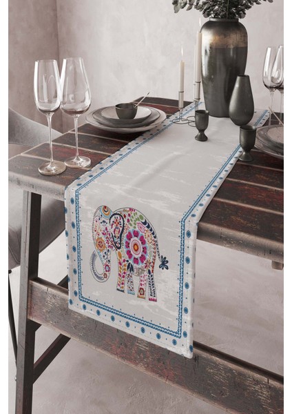 Elit Tay Tüyü Dokuma Leke Tutmaz Kumaş Masa Örtüsü Filli Runner 40X140 Cm RNR155