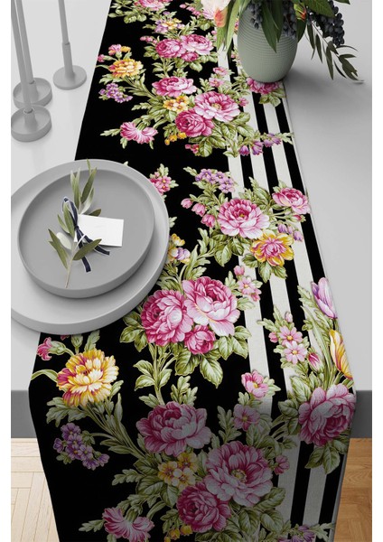 Runner Masa Örtüsü Elit Tay Tüyü Dokuma Leke Tutmaz Kumaş Sarmaşık Güller 40X140 Cm RNR159