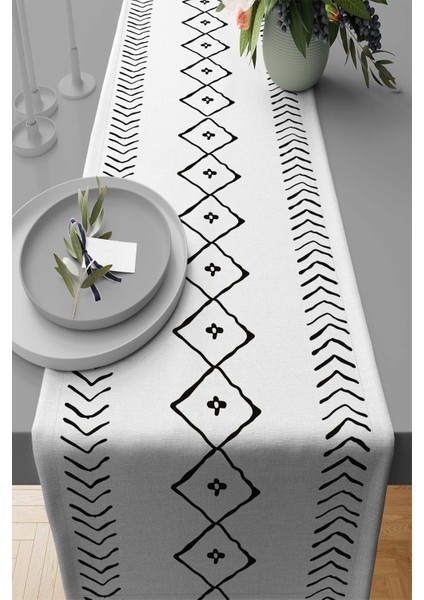 Masa Örtüsü Runner Elit Tay Tüyü Dokuma Leke Tutmaz Kumaş Moroccan 40X140 Cm RNR196
