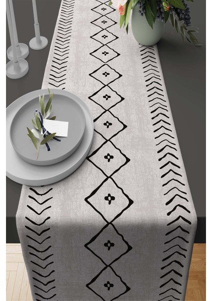 Elit Tay Tüyü Dokuma Leke Tutmaz Kumaş Masa Örtüsü Runner Moroccan 40X140 Cm RNR192