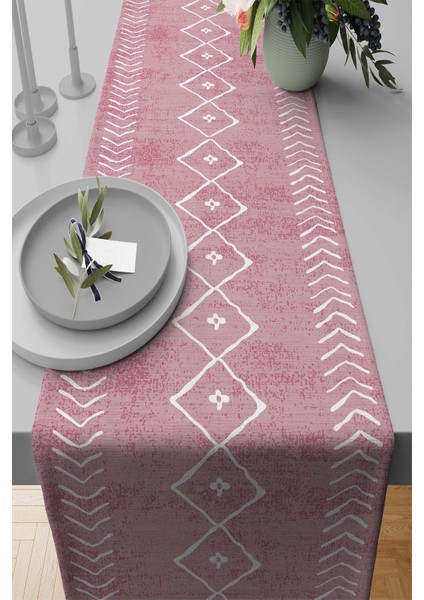 Dokuma Leke Tutmaz Elit Tay Tüyü Kumaş Masa Örtüsü Runner Moroccan 40X140 Cm RNR194