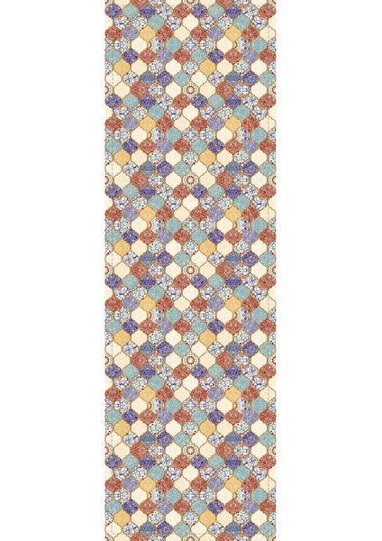 Dokuma Leke Tutmaz Elit Tay Tüyü Kumaş Çini Desen Masa Örtüsü Runner 40X140 Cm RNR200
