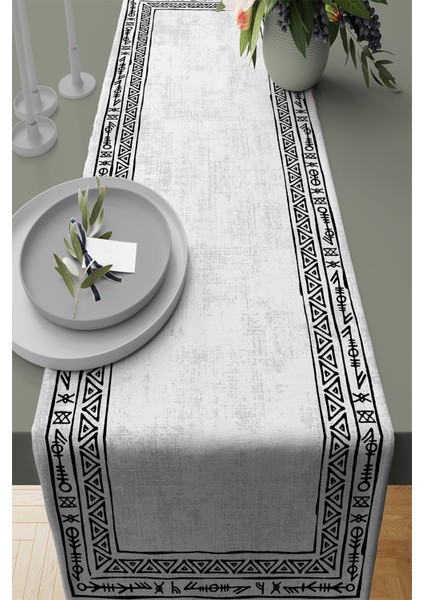 Dokuma Leke Tutmaz Elit Tay Tüyü Kumaş Masa Örtüsü Runner Etnik 40X140 Cm RNR217