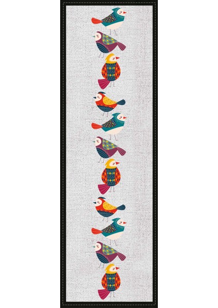 Leke Tutmaz Elit Tay Tüyü Dokuma Kumaş Masa Örtüsü Runner Kuşlu 40X140 Cm RNR212