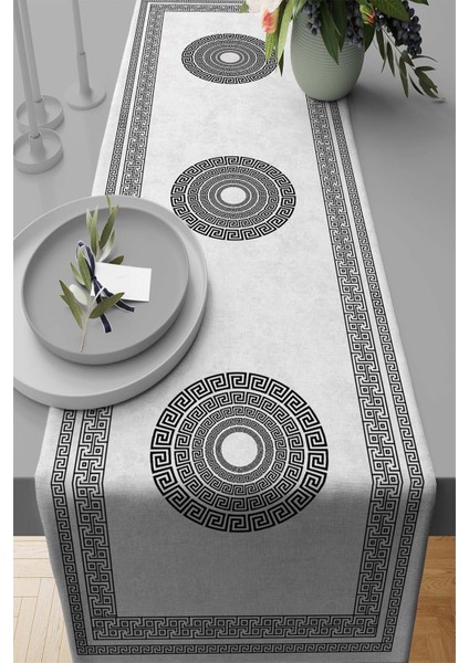 Elit Tay Tüyü Dokuma Leke Tutmaz Kumaş Masa Örtüsü Versace Desen Runner 40X140 Cm RNR229