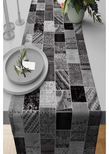Elit Tay Tüyü Dokuma Leke Tutmaz Kumaş Masa Örtüsü Runner Patchwork 40X140 Cm RNR292