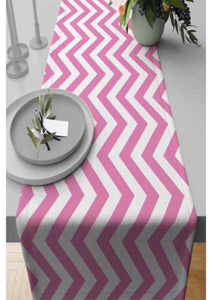 Masa Örtüsü Runner Elit Tay Tüyü Dokuma Leke Tutmaz Kumaş Zigzag 40X140 Cm RNR303