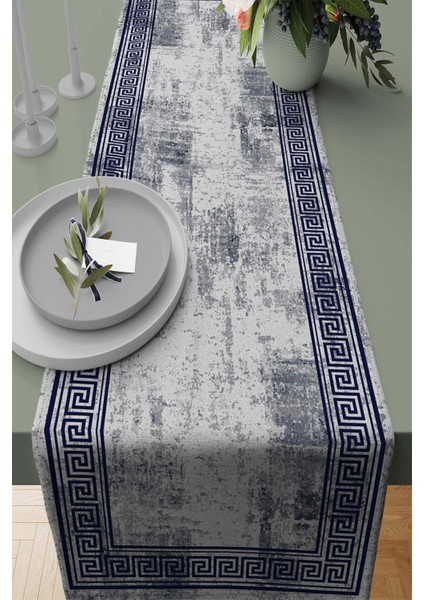 Runner Dokuma Leke Tutmaz Elit Tay Tüyü Kumaş Masa Örtüsü Çerçeve Desen 40X140 Cm RNR326