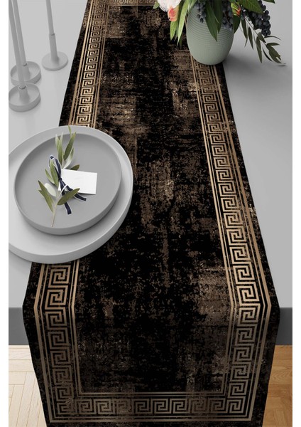 Masa Örtüsü Leke Tutmaz Elit Tay Tüyü Dokuma Kumaş Runner Çerçeve Desen 40X140 Cm RNR327