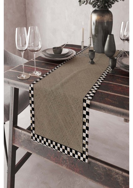 Jut Görünümlü Runner Dijital Baskılı Elit Tay Tüyü Leke Tutmaz Masa Örtüsü 40X140 Cm RNR331